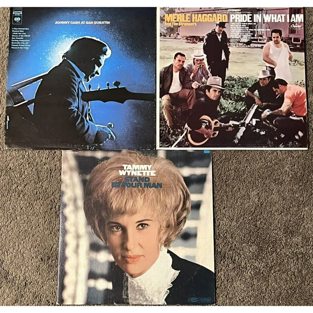 Merle Haggard , Johnny Cash, & Tammy Wynette Record Lot Country Classics Lot